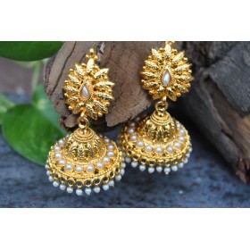Self Designed Golden Jhumkas